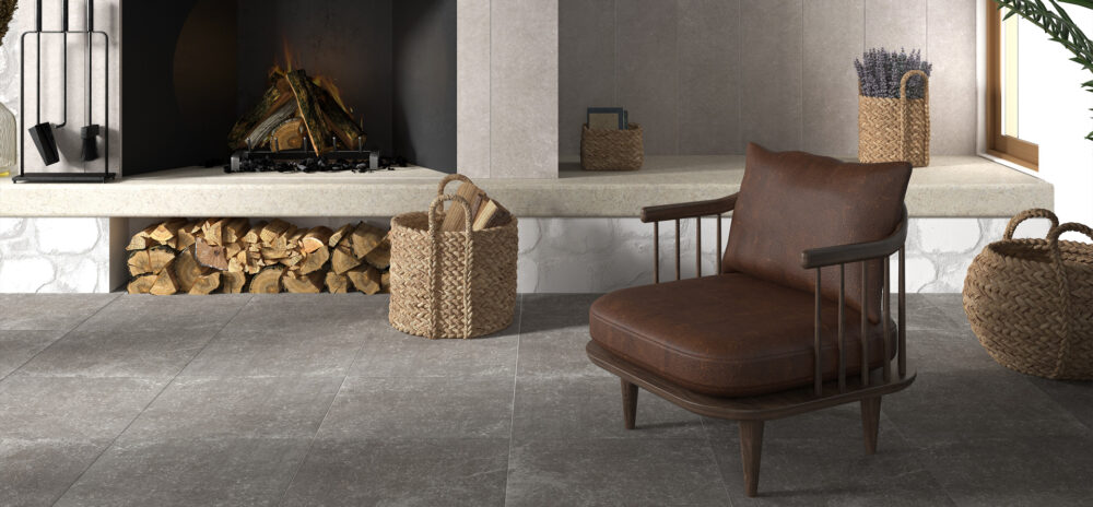 carrelage Stone Work 60x60 gris noir intérieur mat effet moucheté