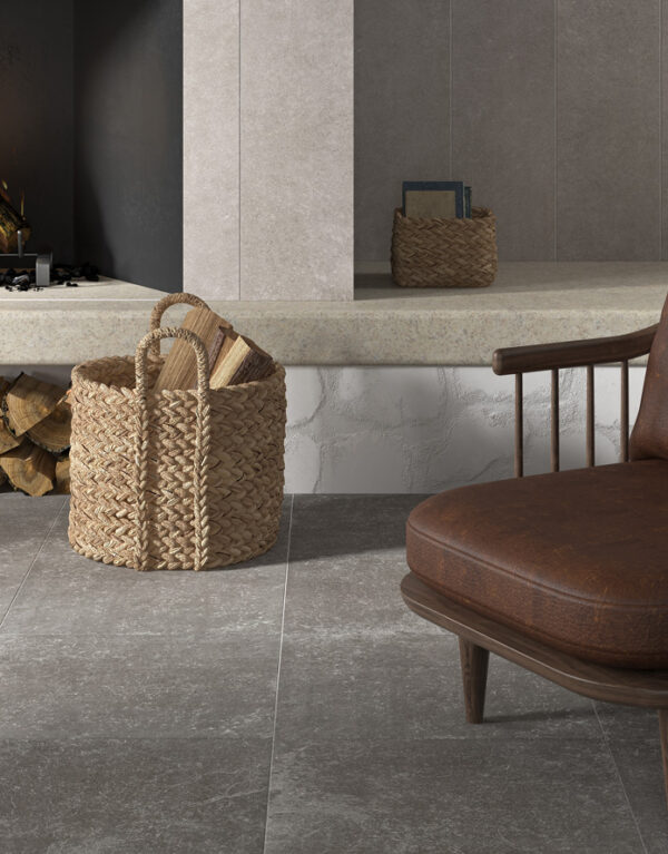 carrelage Stone Work 60x60 gris noir intérieur mat effet moucheté