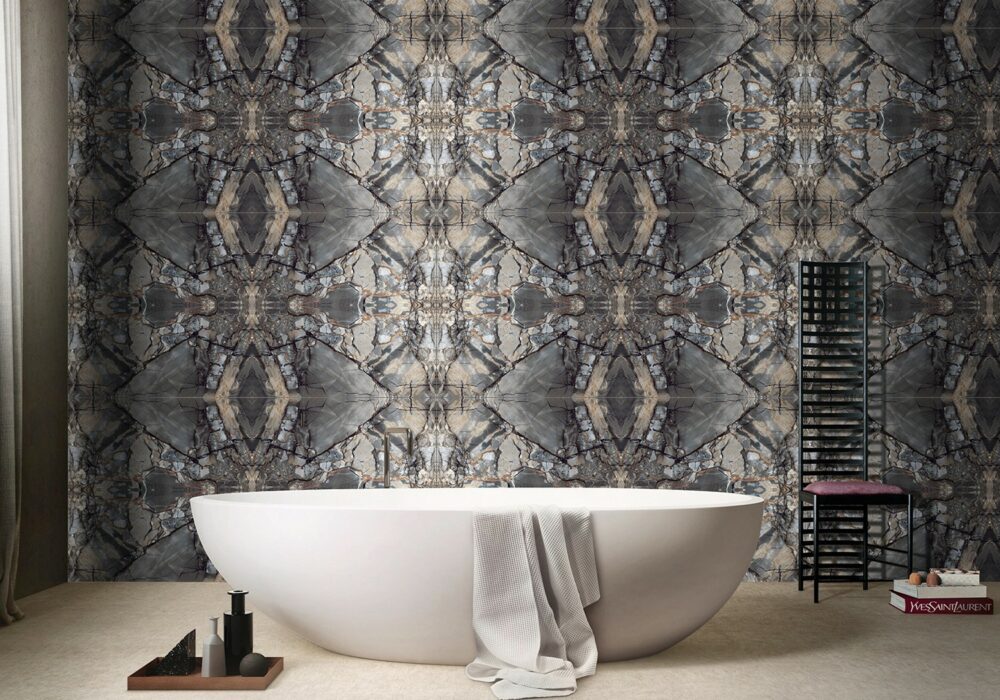 Carrelage bookmatch noir doré Focus 60x120 cm brillant pour intérieur