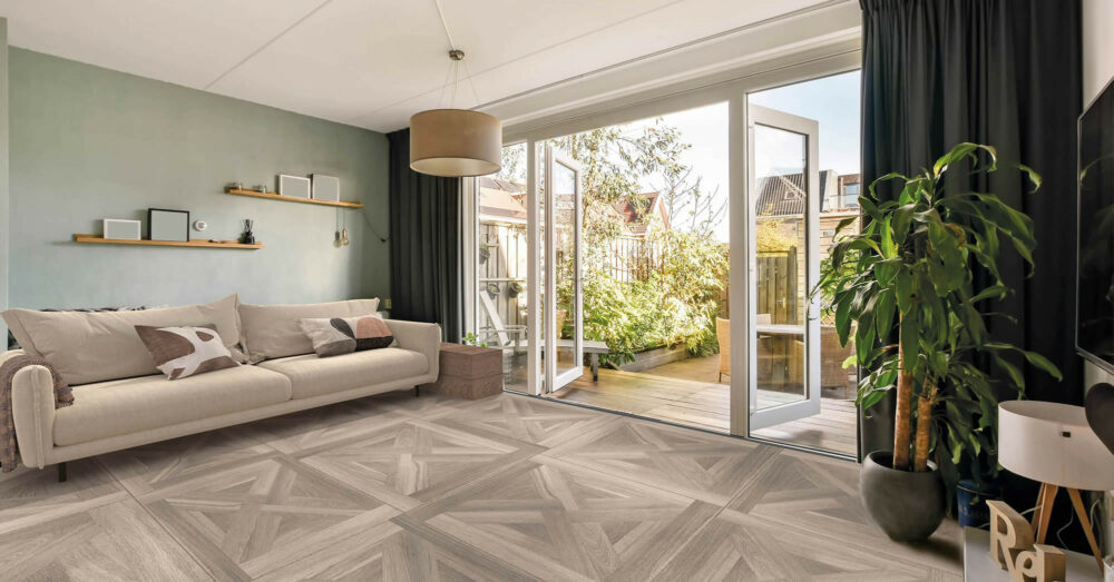 Carrelage parquet bois mat 80x80 WOODY sapin et blanc effet naturel pour intérieur