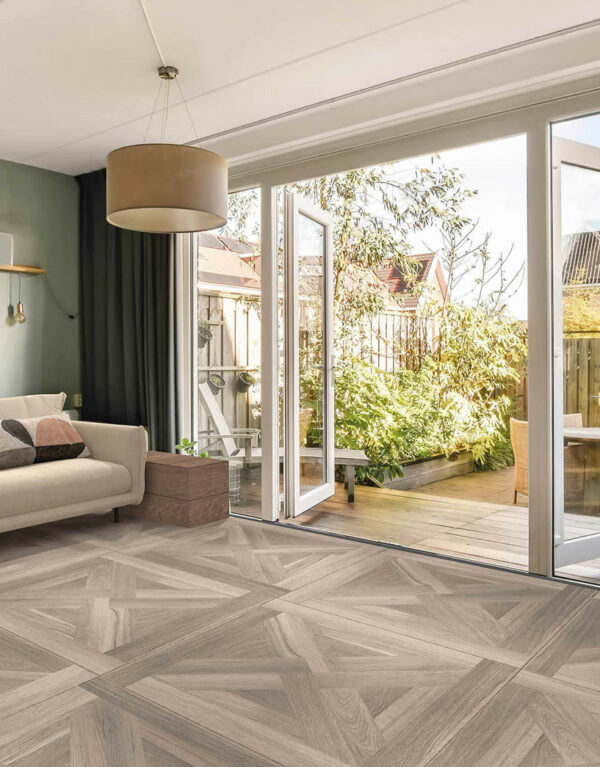 Carrelage parquet bois mat 80x80 WOODY sapin et blanc effet naturel pour intérieur