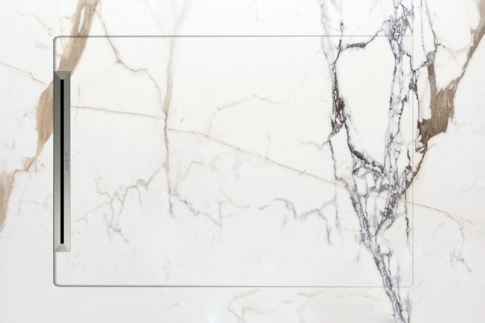 Receveur de douche Aquanit Havana blanc avec effet marbre et veines café-gris, 90x135, style italien