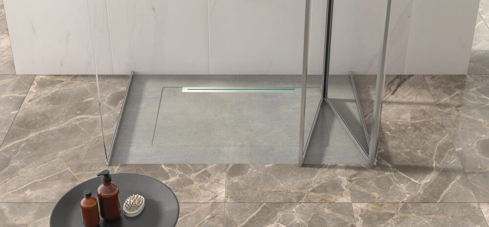 Receveur de douche Aquanit Beton vertical effet béton – blanc, crème, ou gris