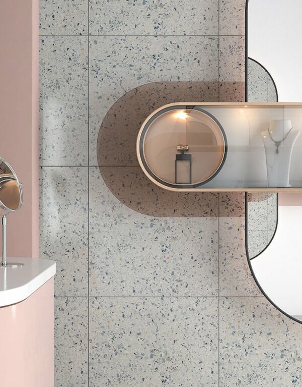 Carrelage intérieur Litta blanc 60x60 Lappato effet terrazzo