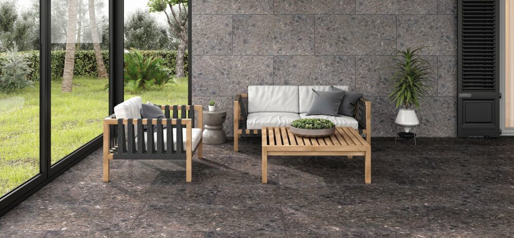 Carrelage Volcano 60x120 relief mat – gris et noir – intérieur extérieur